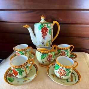 Vintage made in Japan bone China TEA SET with colorful grape design